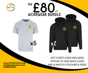 The £80 Workwear bundle | 5 T-shirts / 2 Hoodies