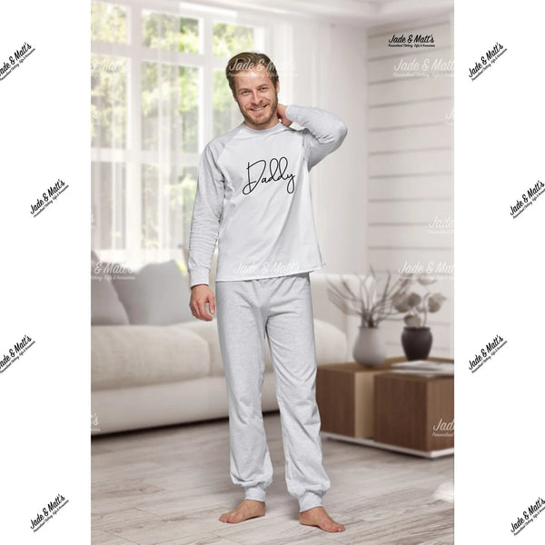 Family Matching Pyjamas | Personalised Grey cotton Set