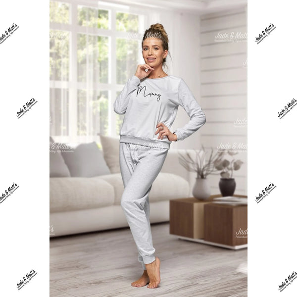 Family Matching Pyjamas | Personalised Grey cotton Set