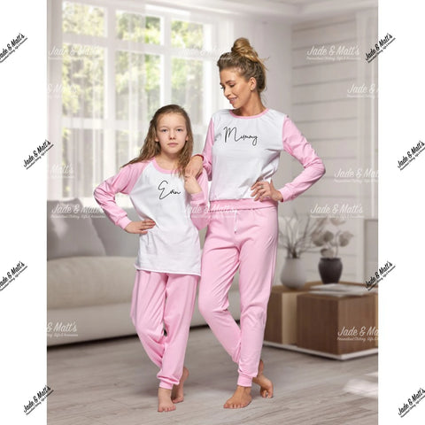 Family Matching Pyjamas | Personalised Pink cotton Set