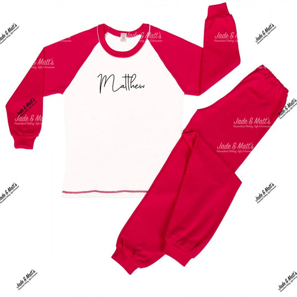 Family Matching Pyjamas | Personalised Red cotton Set