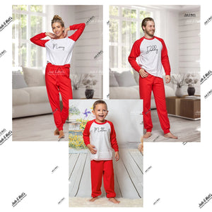 Family Matching Pyjamas | Personalised Red cotton Set