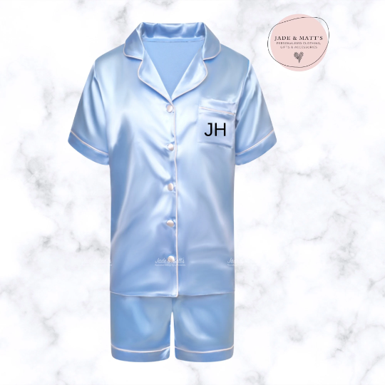 Satin Pyjama set | Children's | Chest Pocket Personalisation